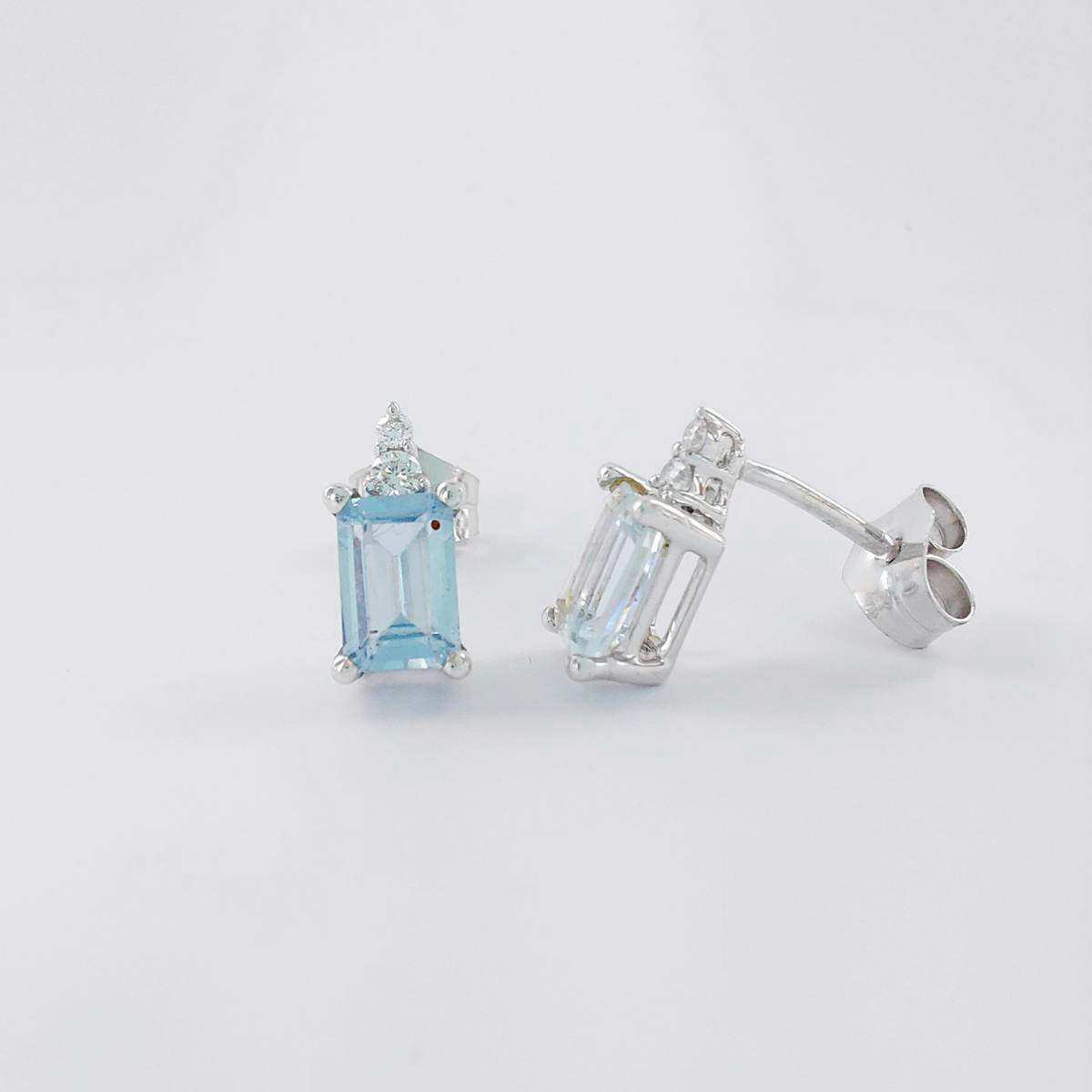 PENDIENTES AGUAMARINA 1.37 CT Y BRILLANTE 0.07 CT