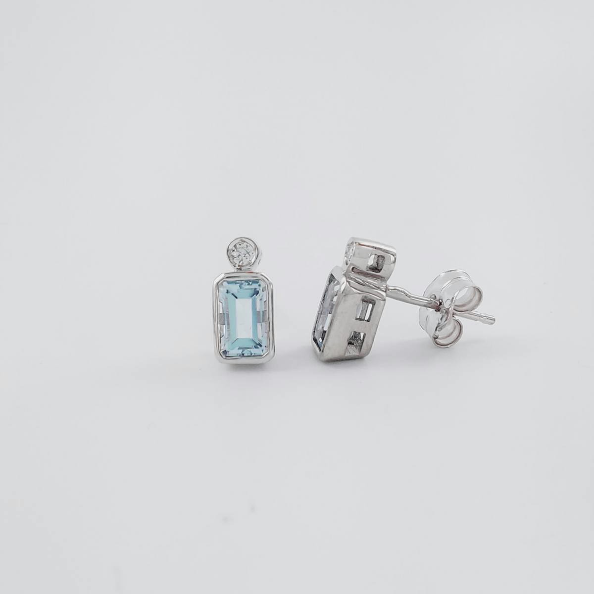 PENDIENTES AGUAMARINA Y BRILLANTES ORO BLANCO