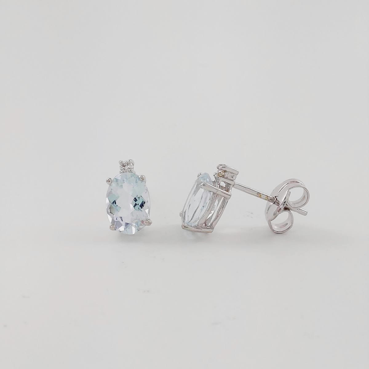 PENDIENTES BRILLANTE 0,036 CT Y AGUAMARINA