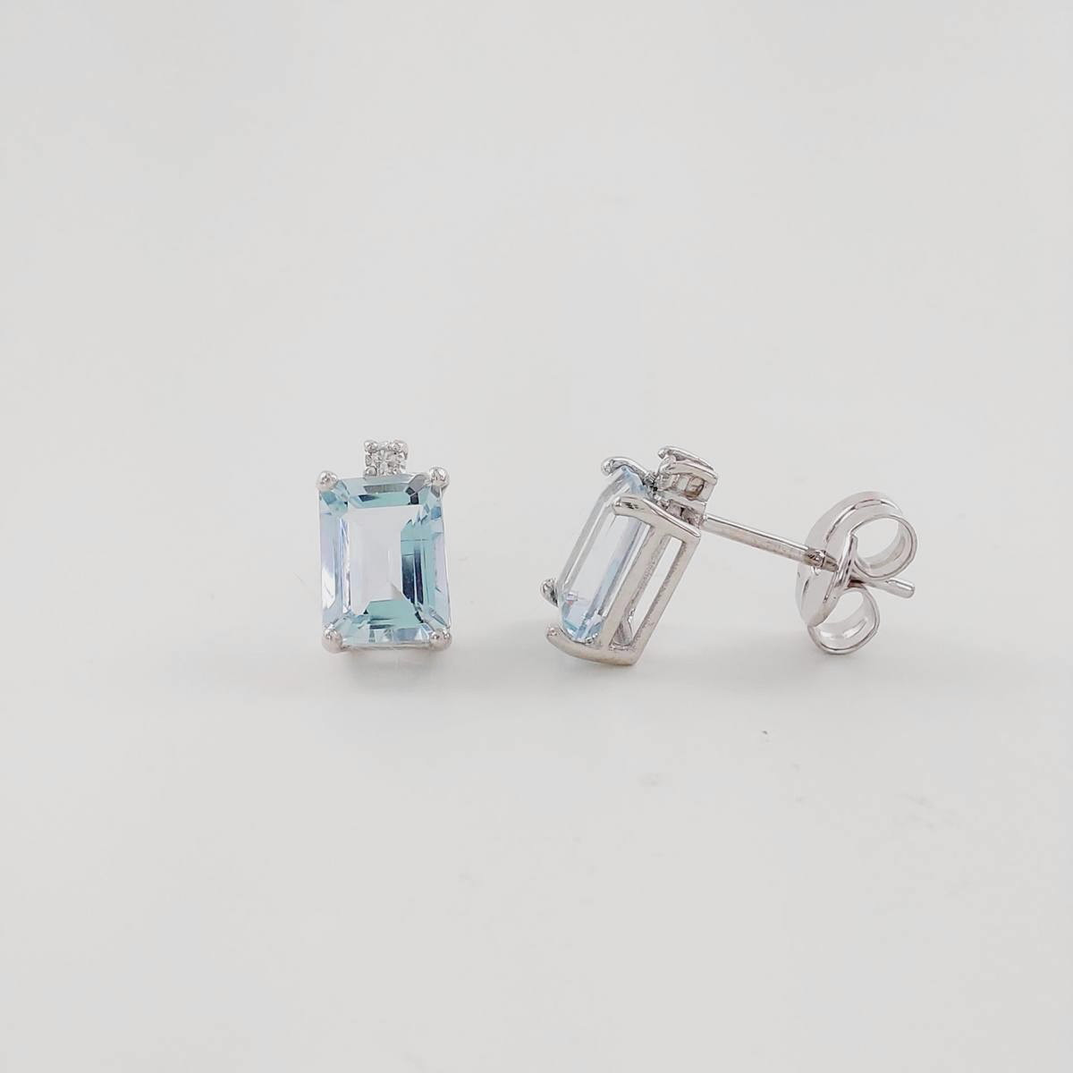 PENDIENTES BRILLANTE 0,036 CT Y AGUAMARINA
