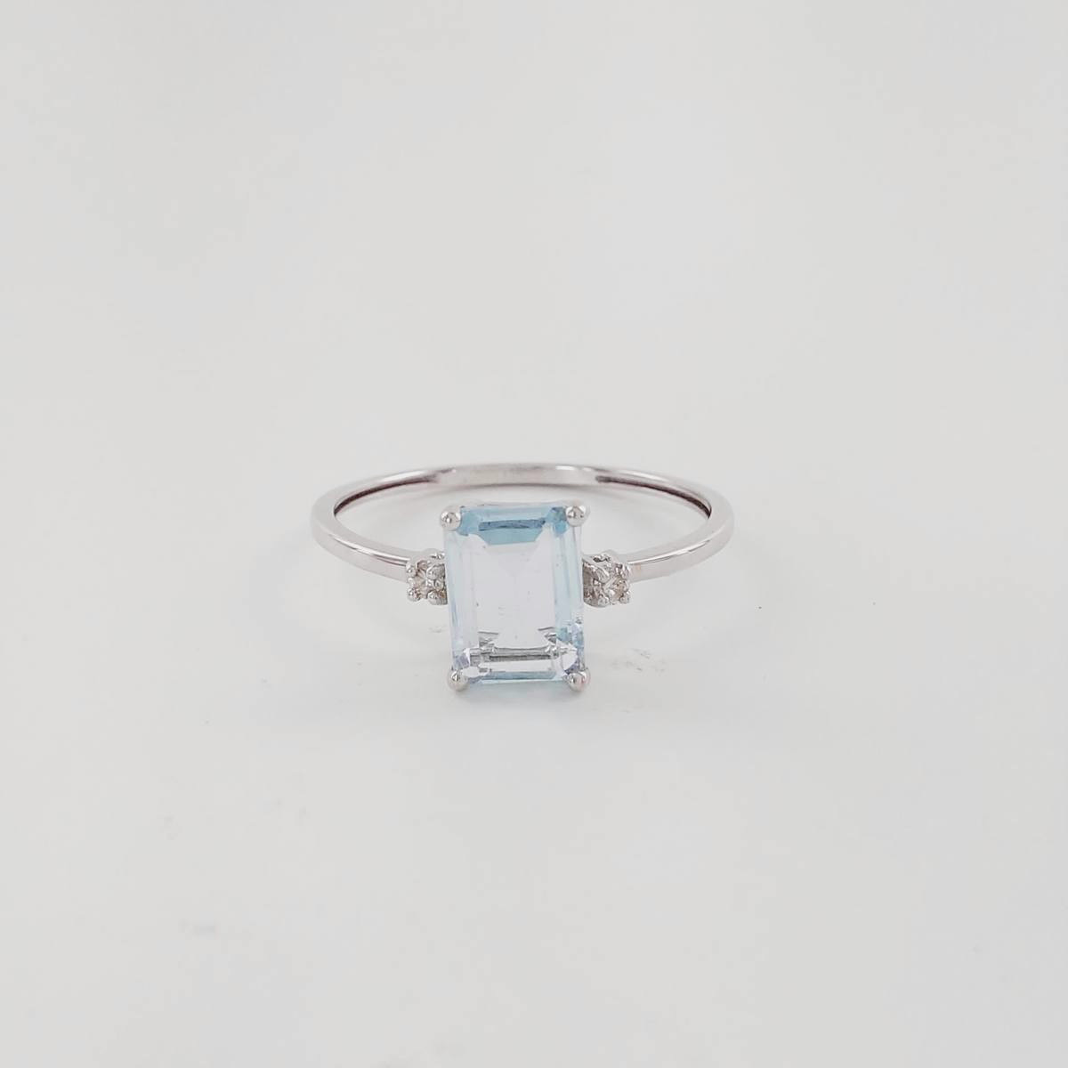 ANILLO BRILLANTES 0,036 CT Y AGUAMARINA