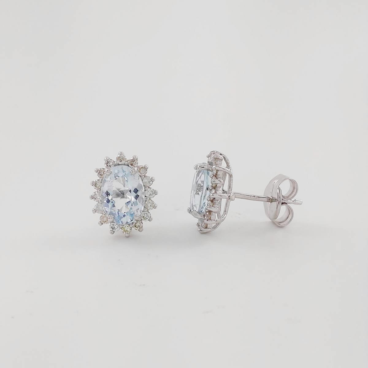 PENDIENTES BRILLANTE 0,36 CT Y AGUAMARINA