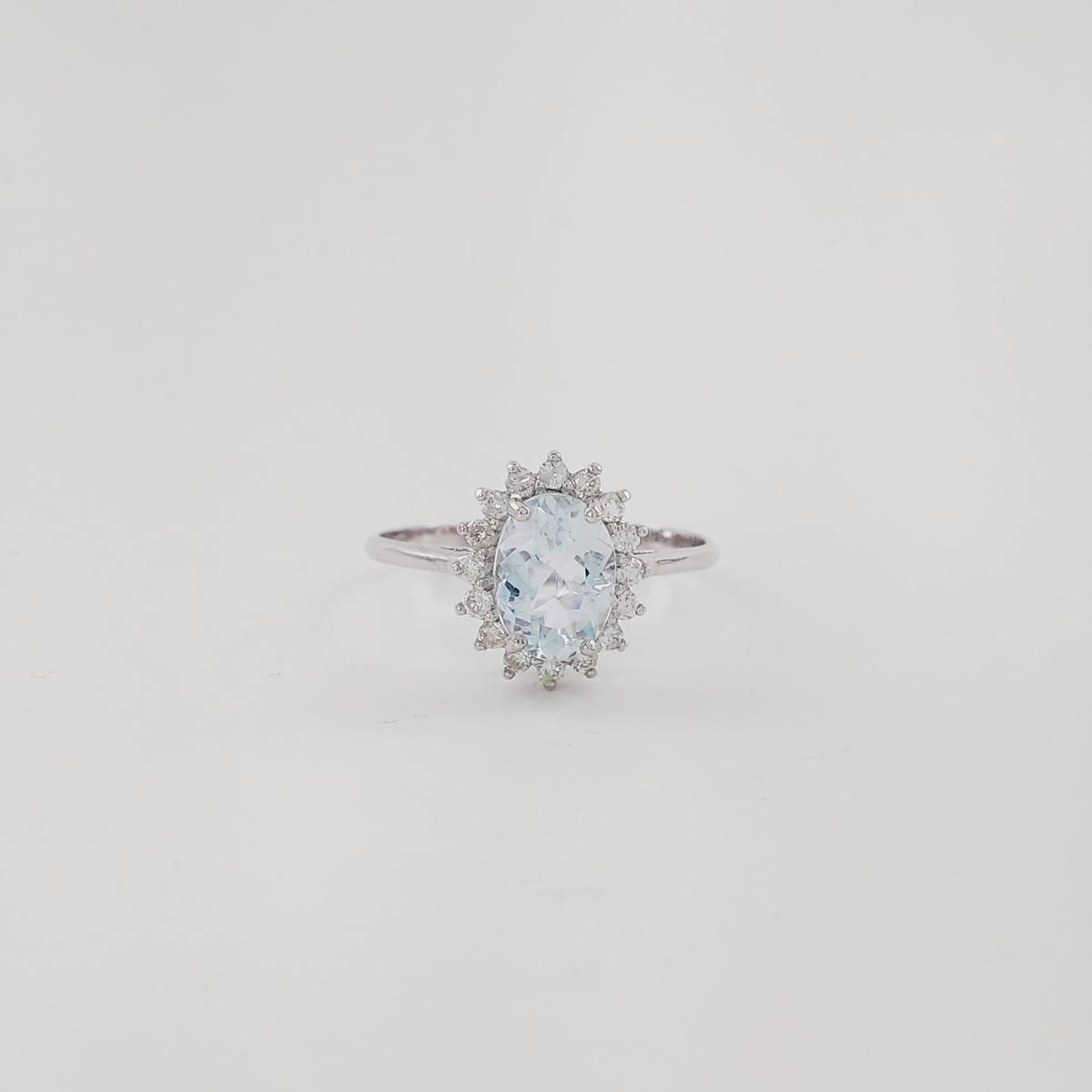 ANILLO BRILLANTES 0,18 CT Y AGUAMARINA