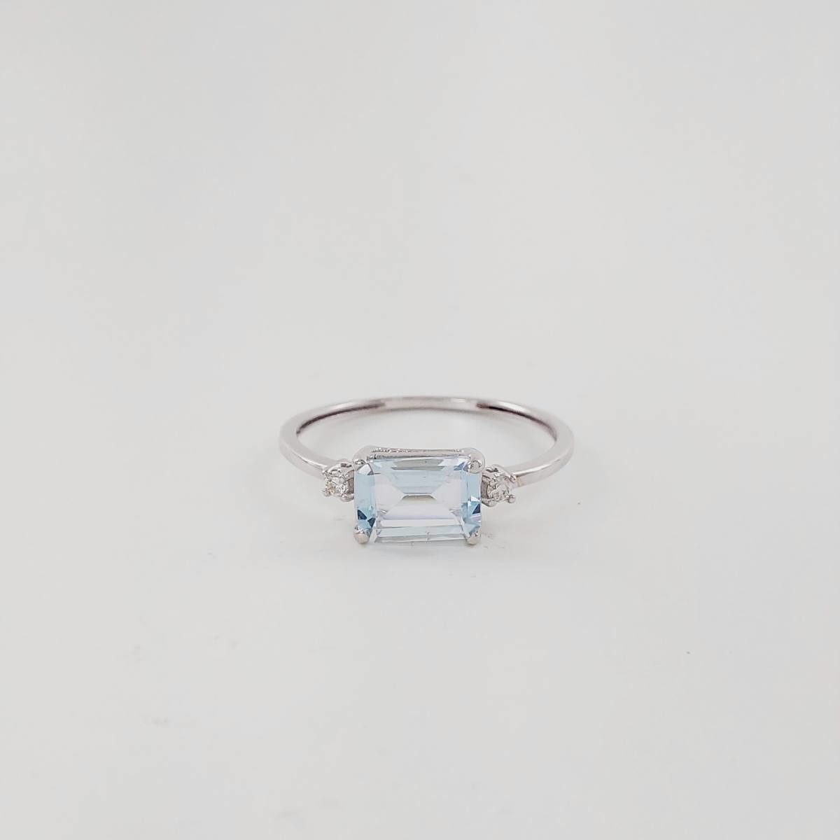 ANILLO BRILLANTES 0,36 CT Y AGUAMARINA
