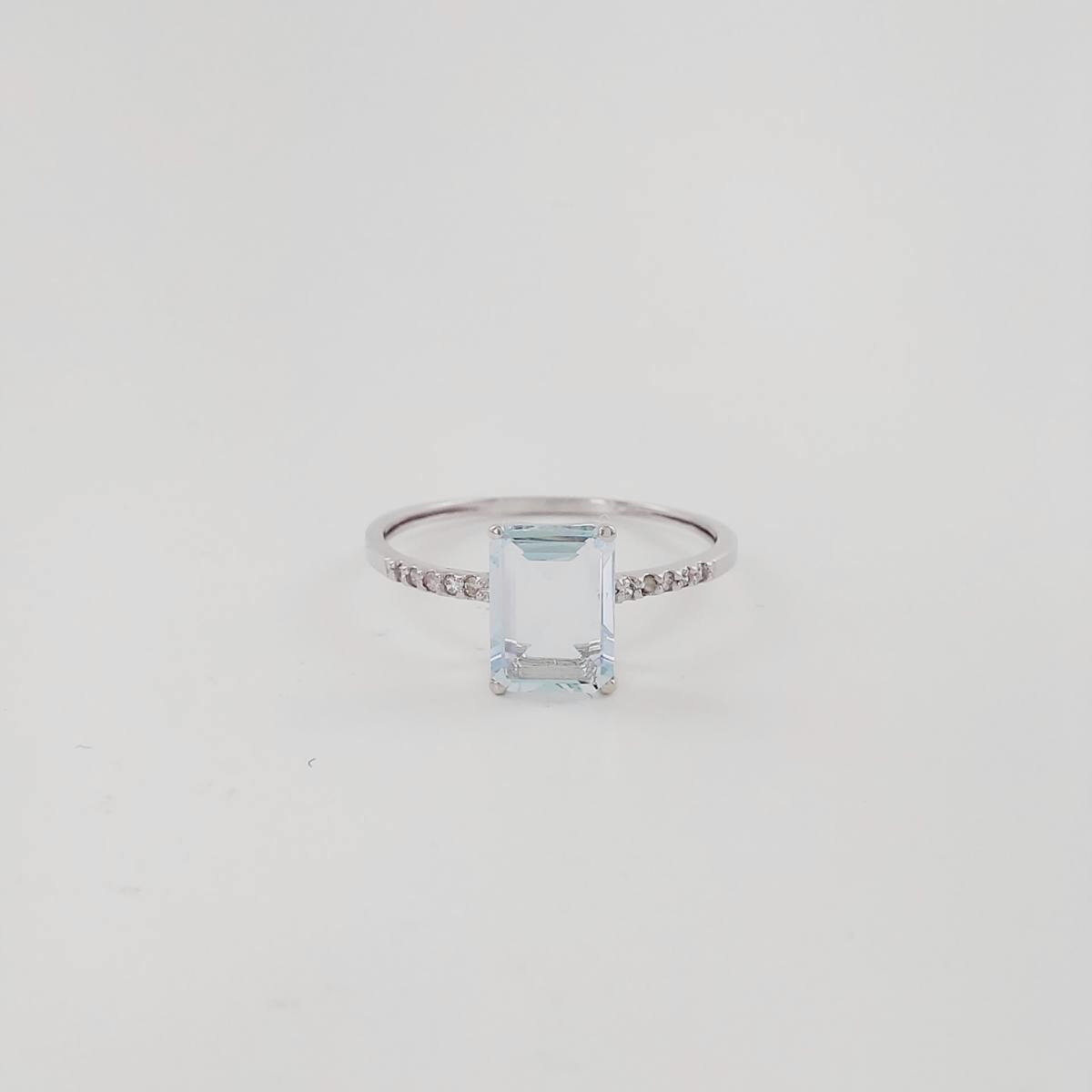 ANILLO BRILLANTES 0,05 CT Y AGUAMARINA