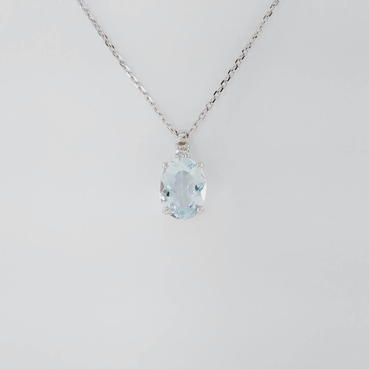 COLGANTE BRILLANTE 0,018 CT Y AGUAMARINA
