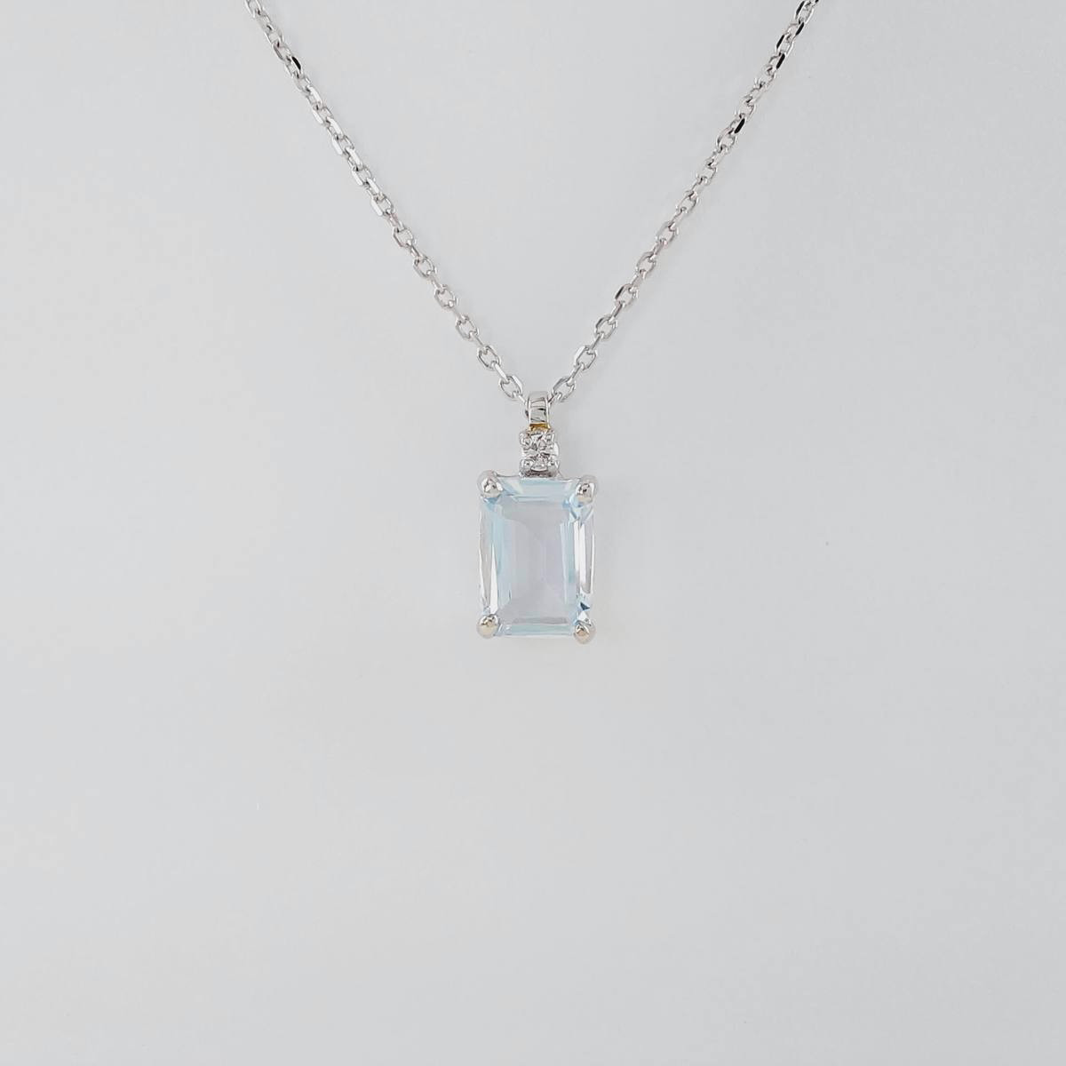COLGANTE BRILLANTE 0,018 CT Y AGUAMARINA