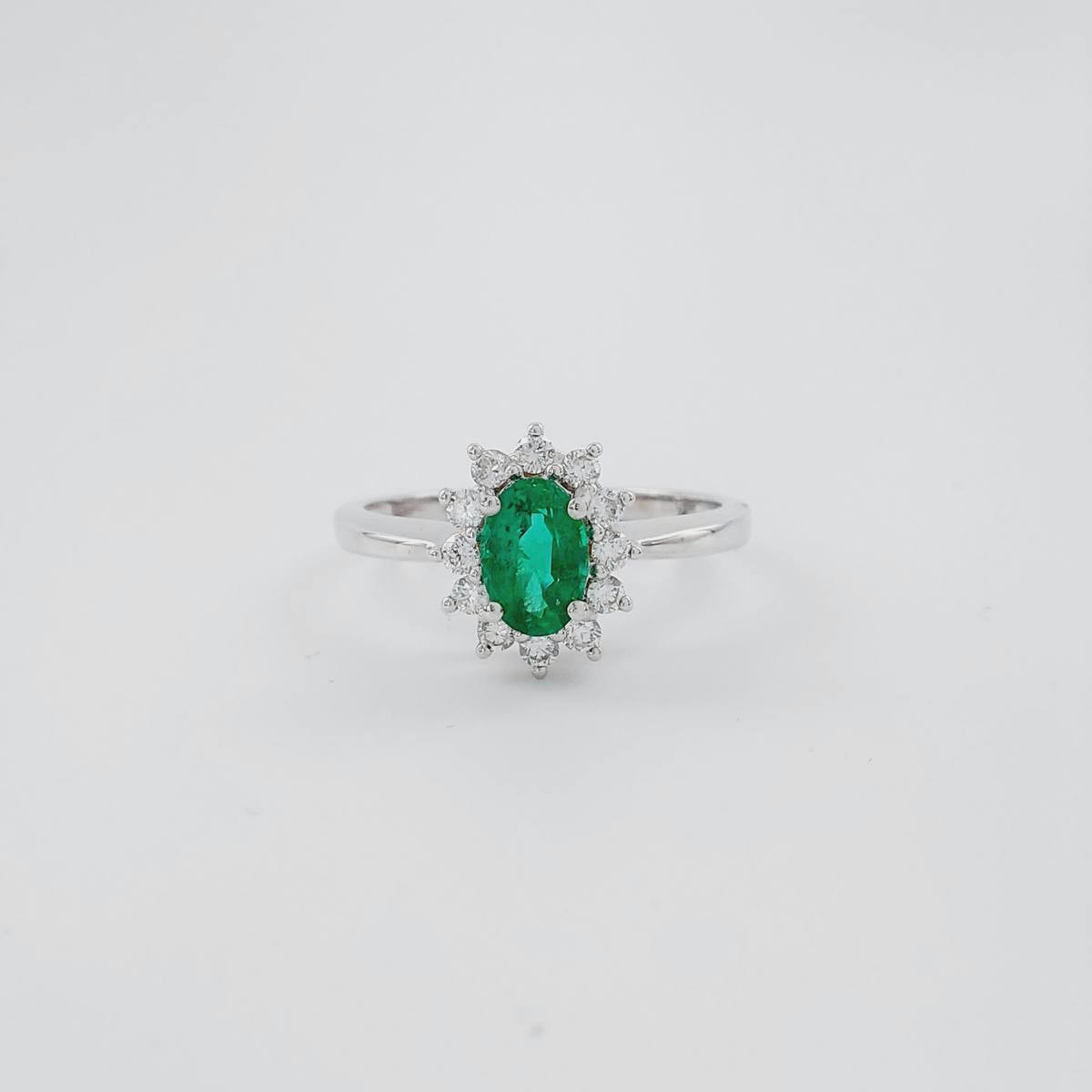 ANILLO ESMERALDA 0,42 CT Y BRILLANTE 0,18 CT