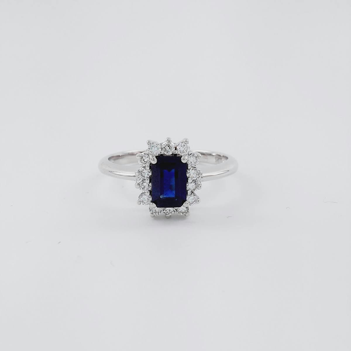 ANILLO ZAFIRO 0,90 CT Y BRILLANTE 0,21 CT