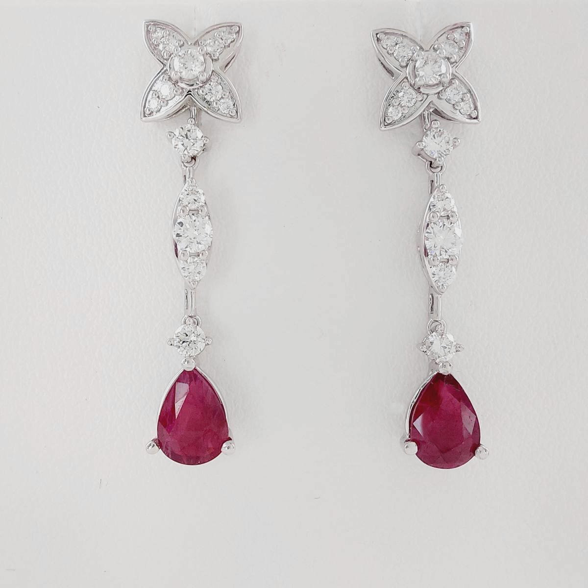 PENDIENTES RUBÍ 1.50 CT Y BRILLANTES 0,65 CT