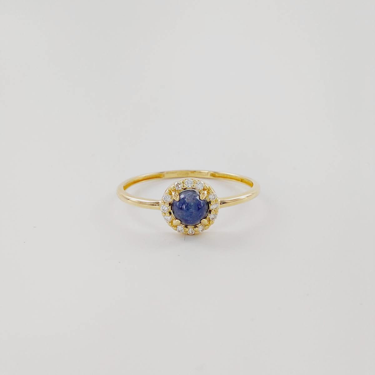 ANILLO ZAFIRO CABUJON Y BRILLANTES 0.06 CT