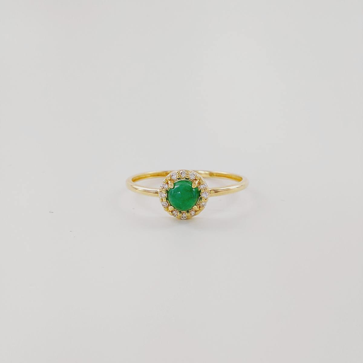 ANILLO ESMERALDA CABUJÓN Y BRILLANTES 0.06 CT