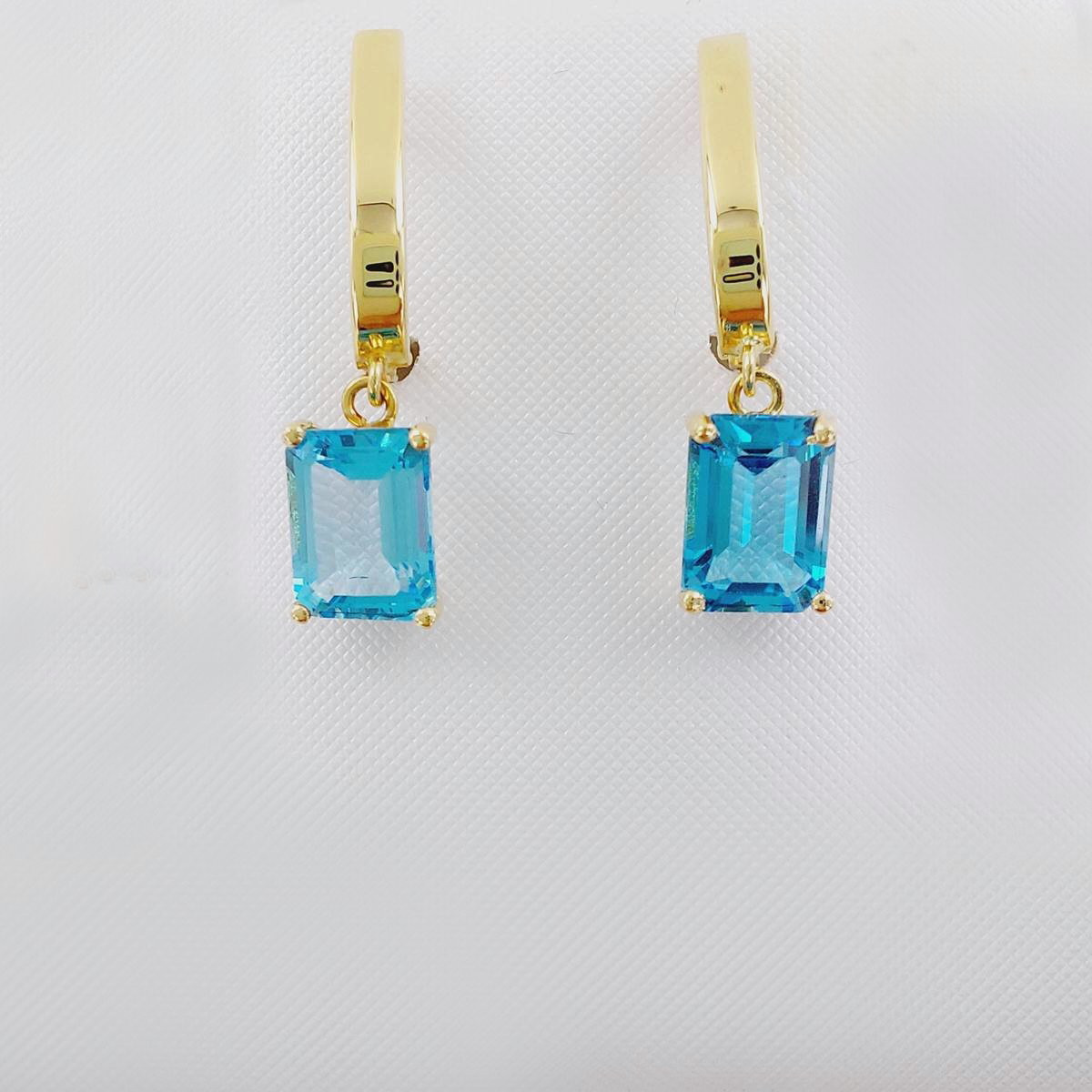 PENDIENTES TOPACIO 7X5 OCTOGONAL