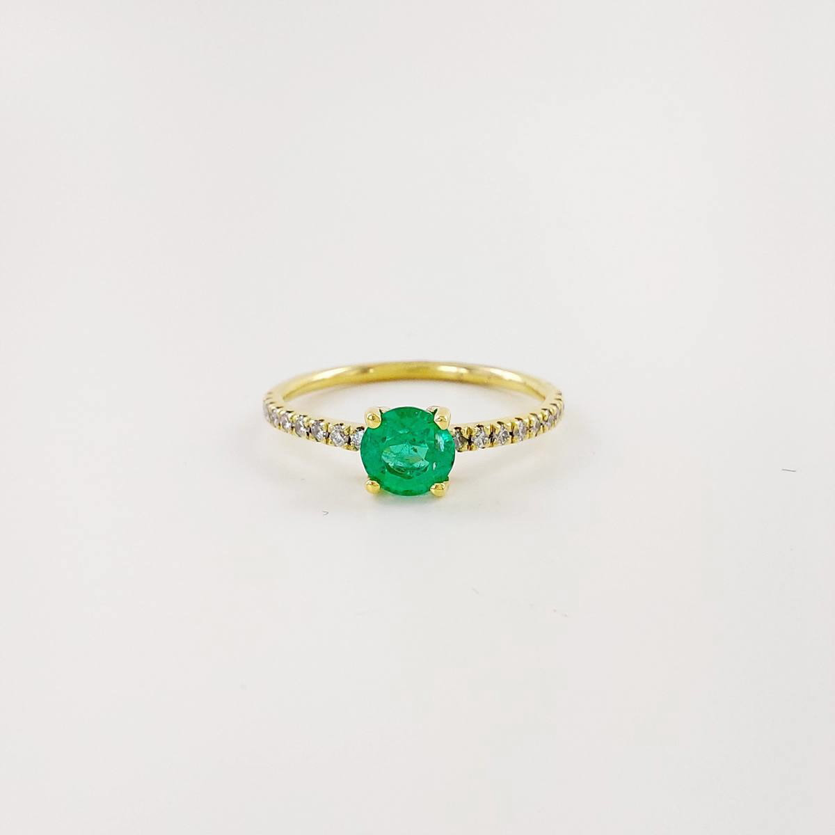 ANILLO ESMERALDA 0,58 CT Y BRILLANTES 0,16 CT
