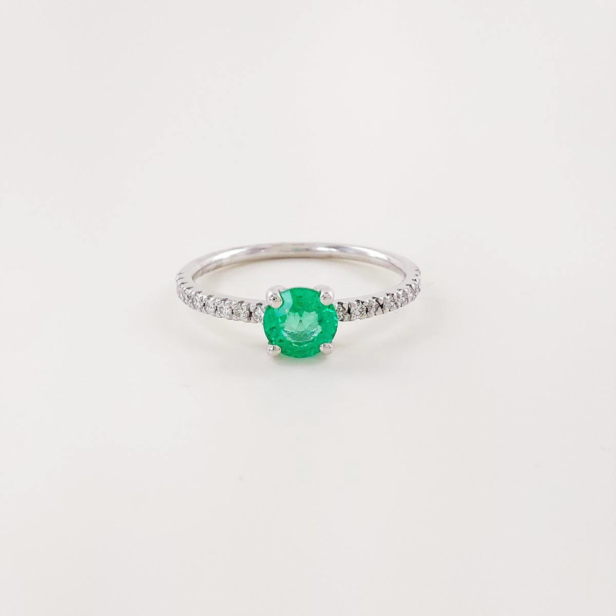 ANILLO ESMERALDA 0,41 CT Y BRILLANTES 0,16 CT